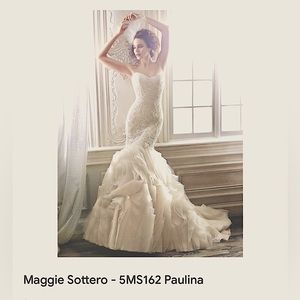 Maggie Sottero Couture Ivory “Paulina” Wedding Dress w/ Ruffled Skirt Sz.10